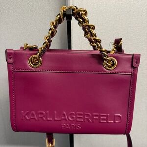 Karl Lagerfeld Paris Savoie Leather Top Handle Crossbody Bag – Wine